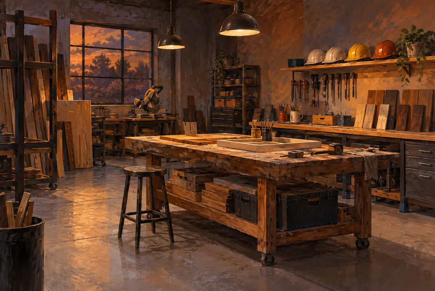 Illustration of construction businesses and their working space